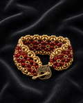 Red & Matte Gold Floral Cuff Bracelet