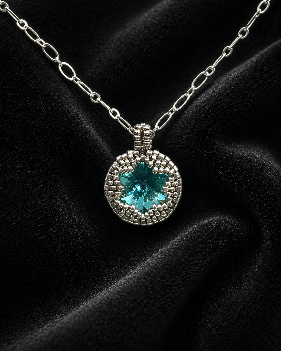 Aqua Swarovski Rivoli Necklace
