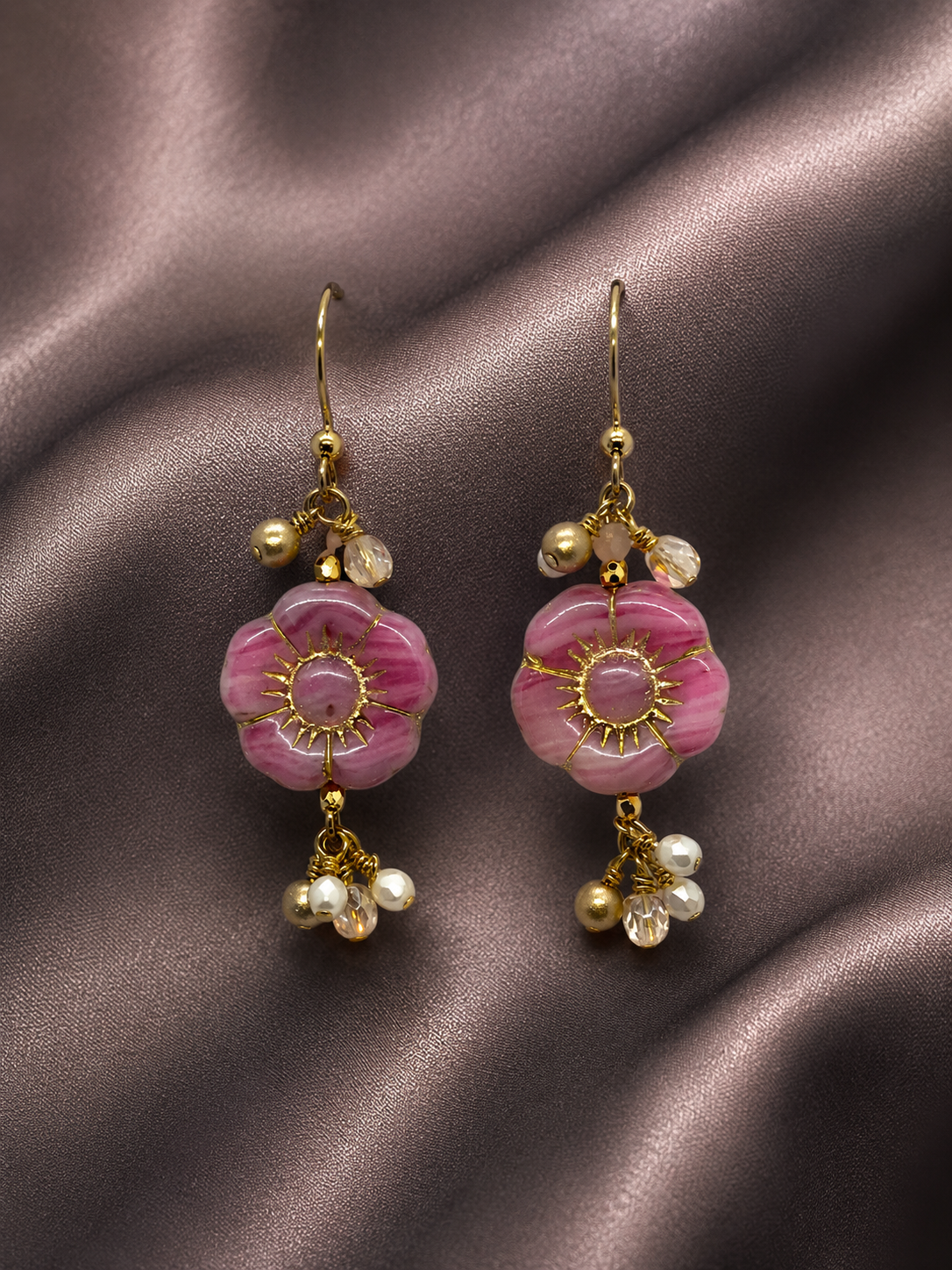 Rose Hibiscus Dangle Earrings