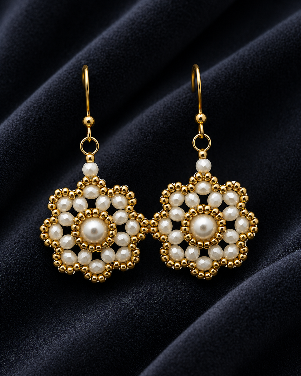 Pearl White Flower Earrings