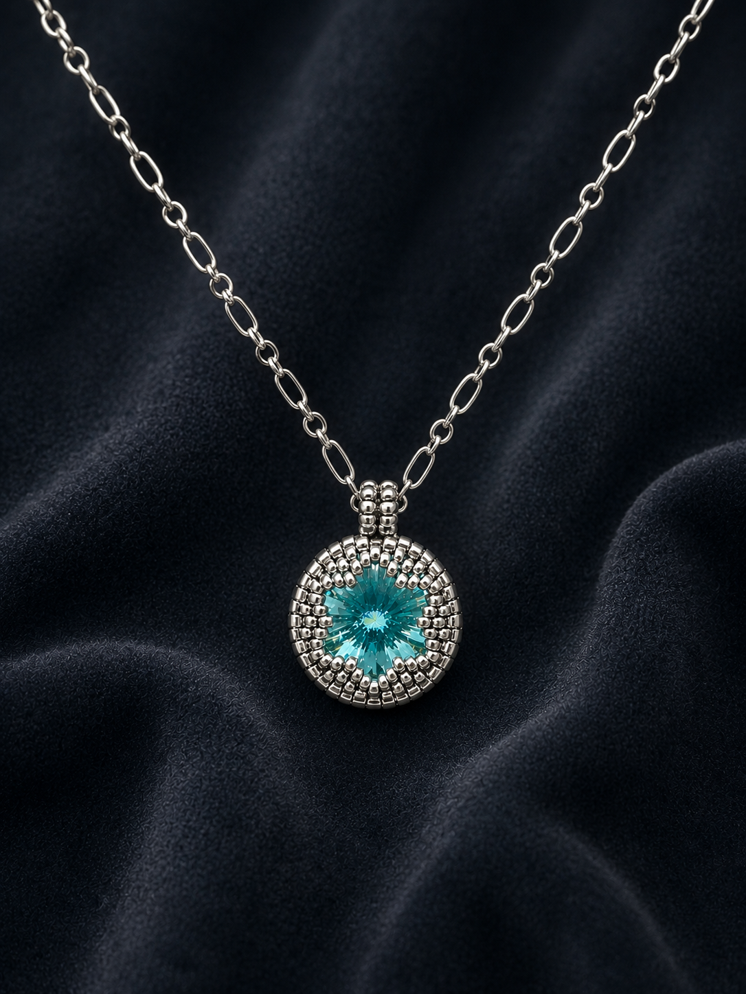 Aqua Swarovski Crystal Necklace