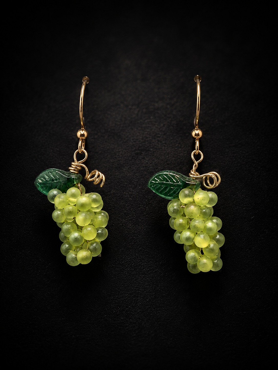 Grape Bunch Earrings - Frosted Green