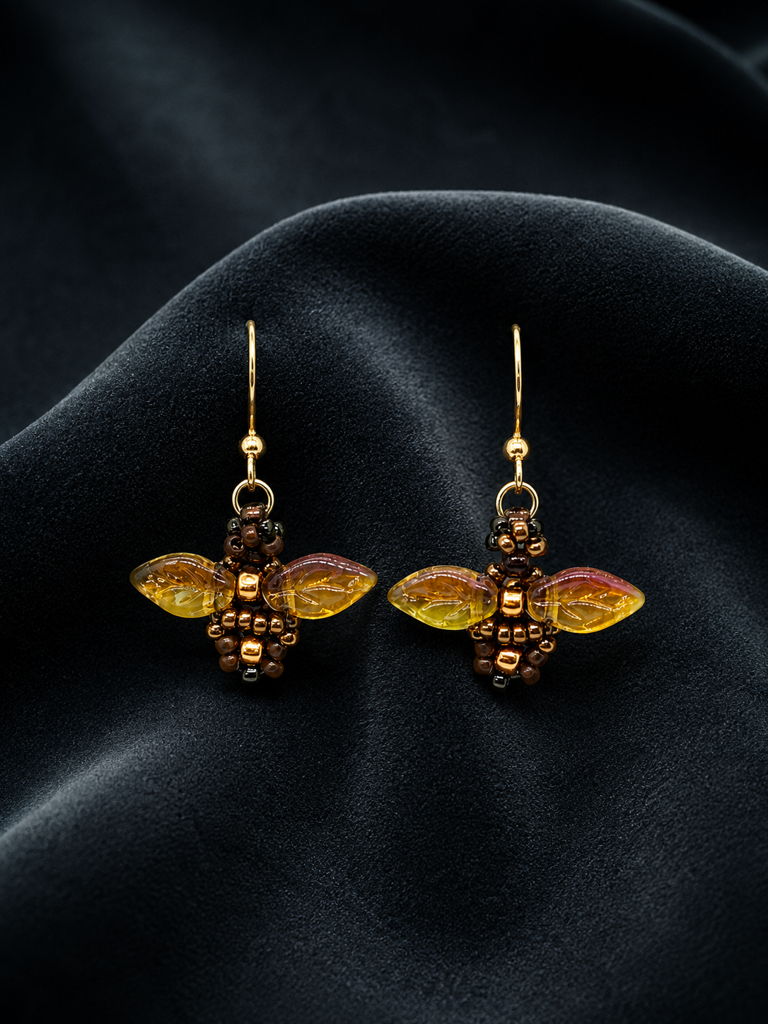 Amber Honey Bee Earrings