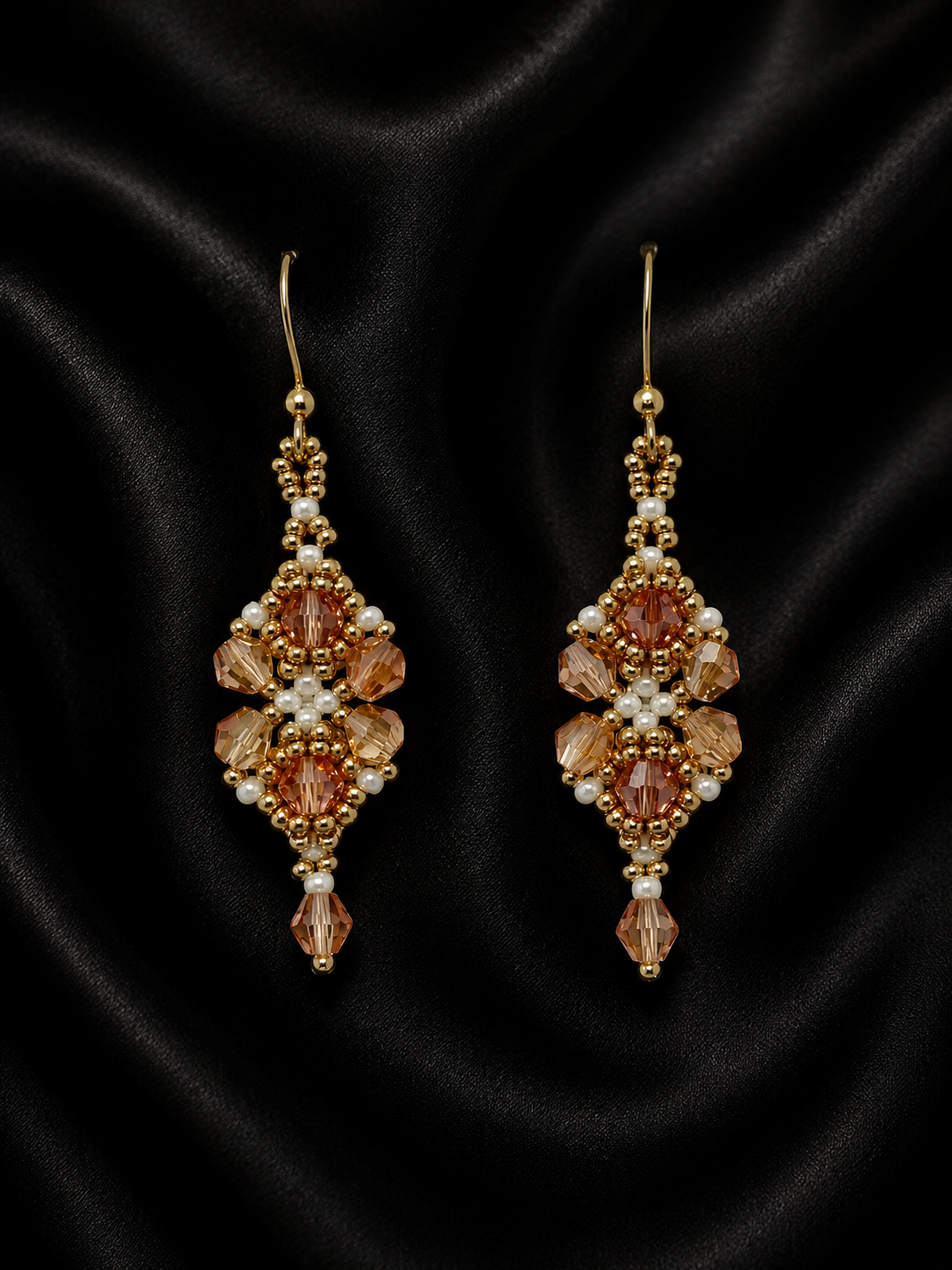 Swarovski Crystal Earrings - Apricot