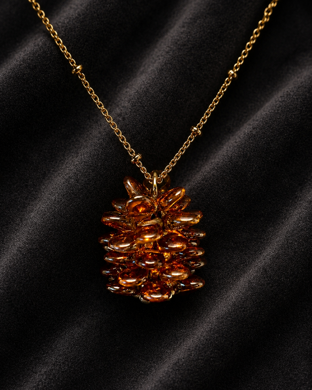 Amber Pinecone Necklace
