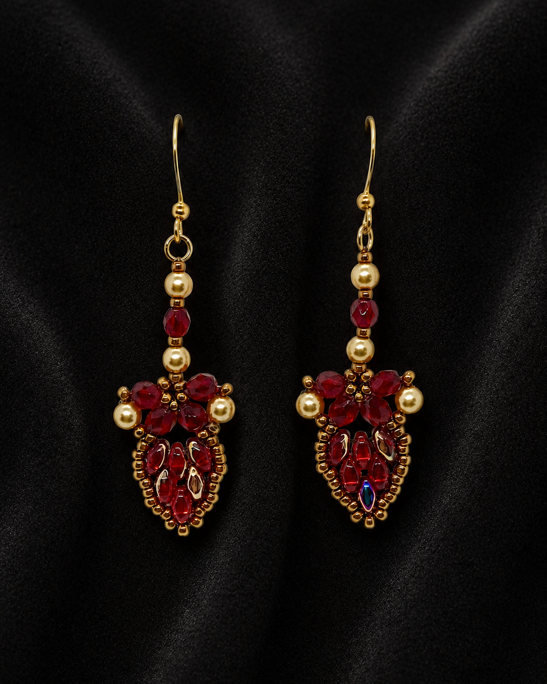 Ruby Heart Drop Earrings