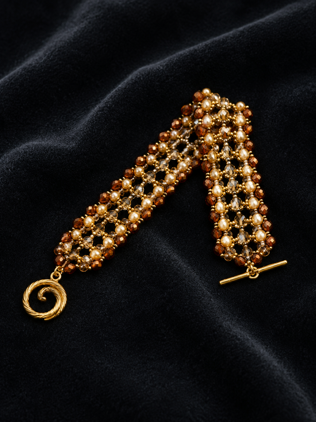 Copper Pearl Lattice Bracelet