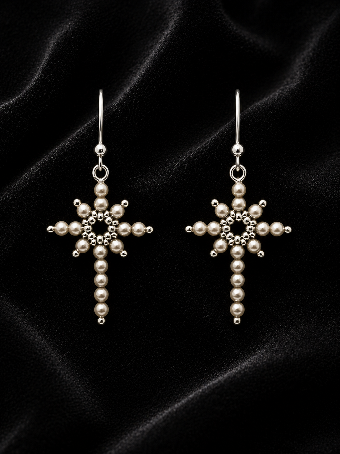 Northern Cross Earrings - Matt Silver
