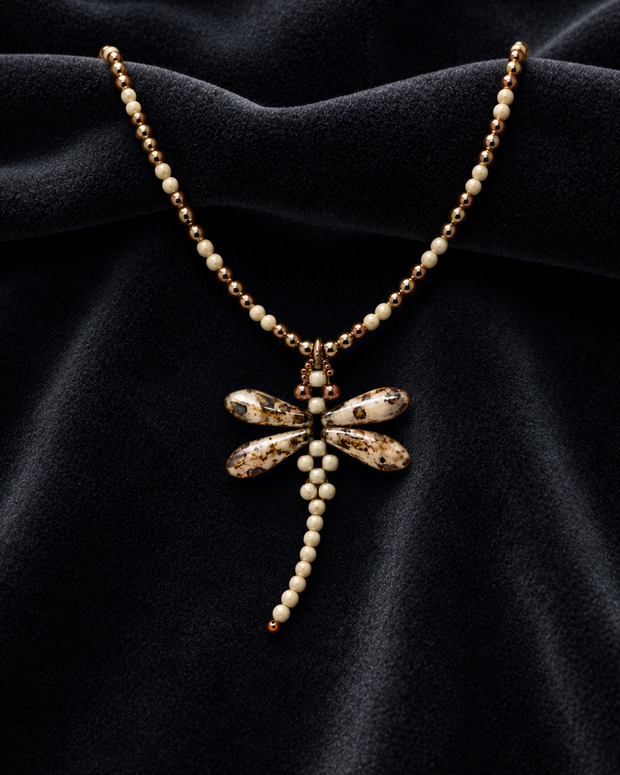 Picasso Brown & Ivory Dragonfly Choker