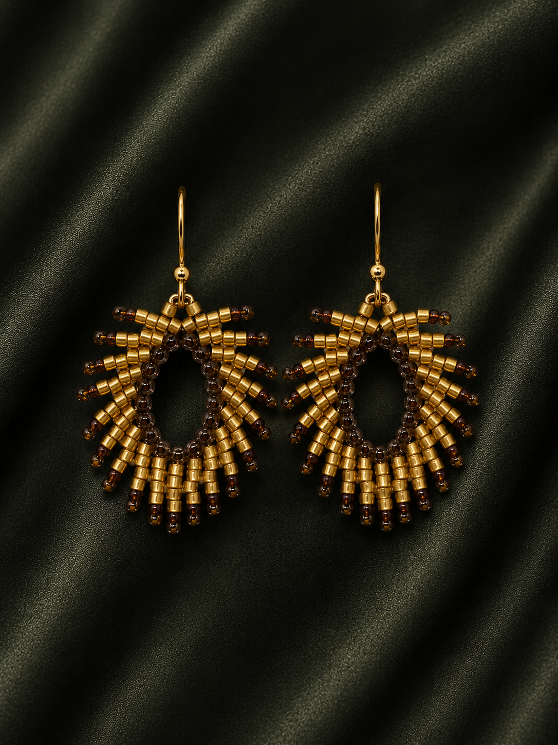 Gold and Tortoise Feather Earrings