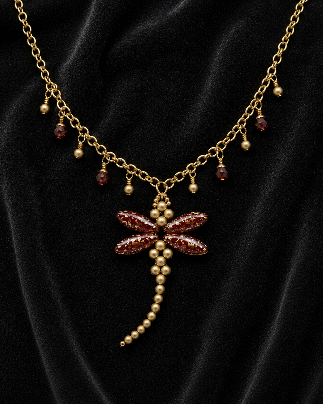 Ruby Dragonfly Necklace