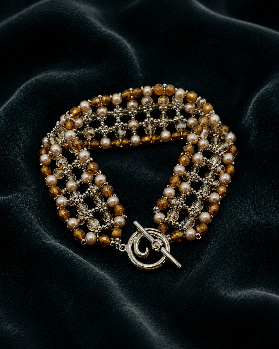 Copper Pearl Lattice Bracelet