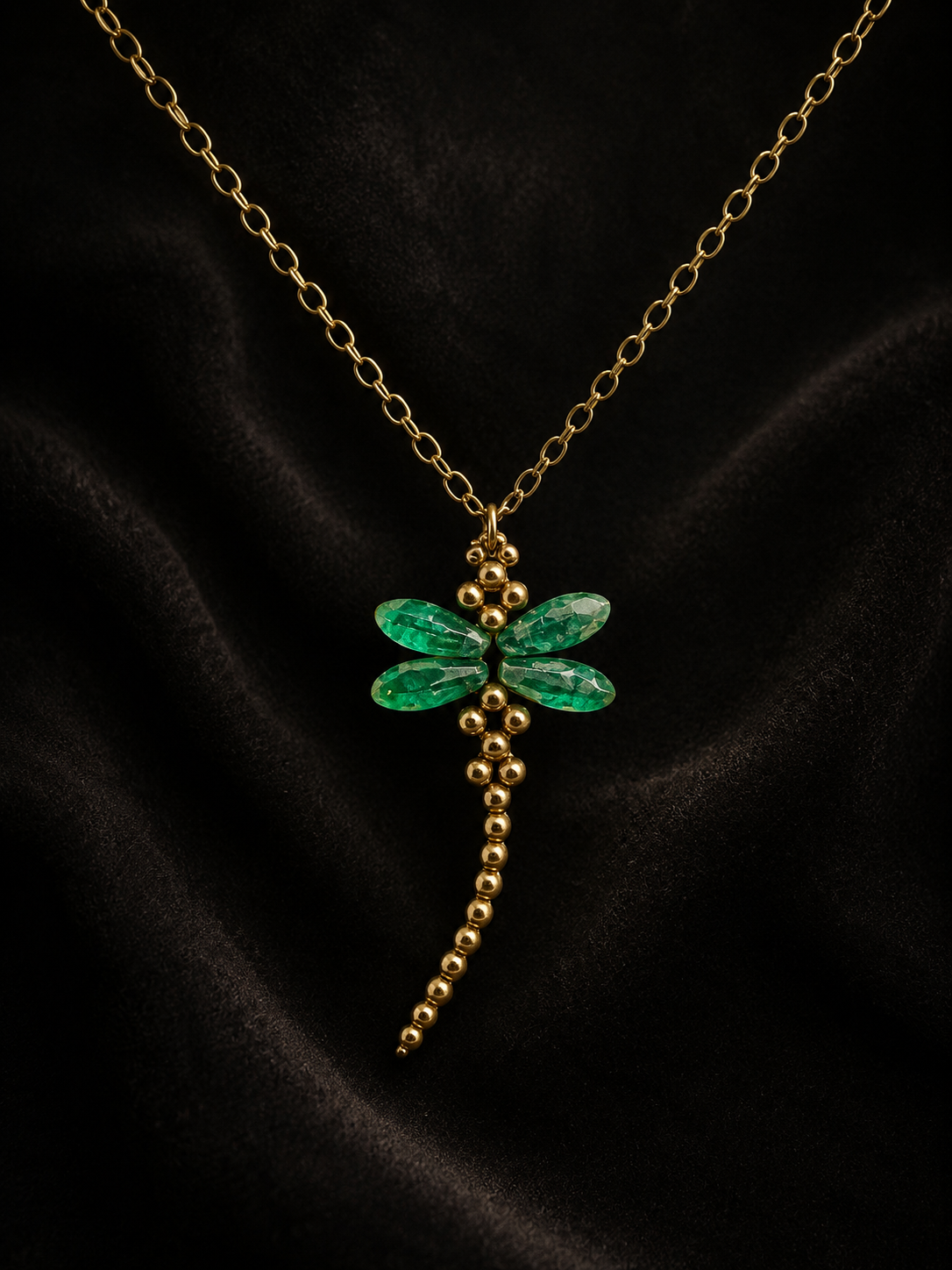 Green Picasso Dragonfly Necklace
