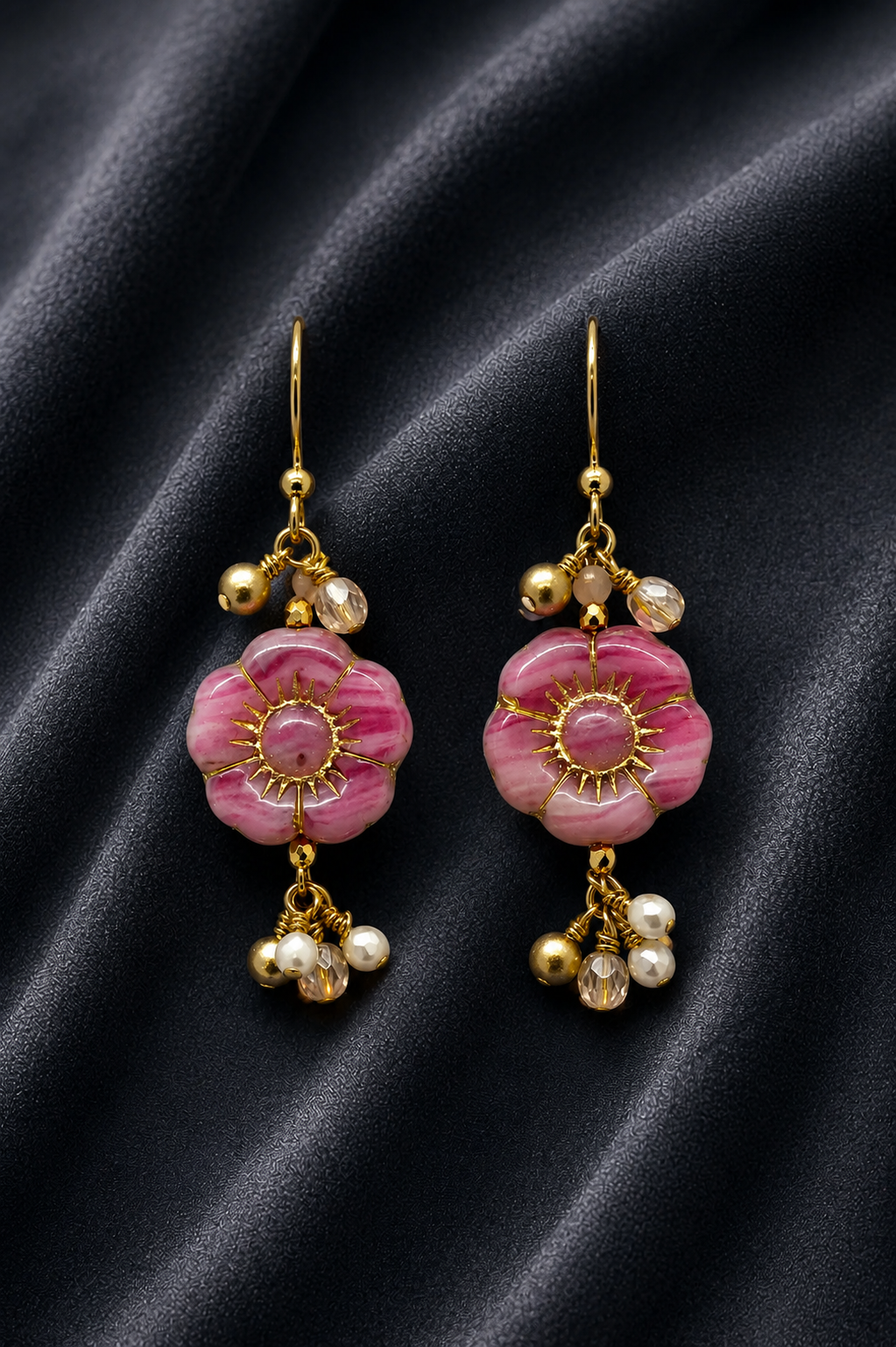 Rose Hibiscus Dangle Earrings