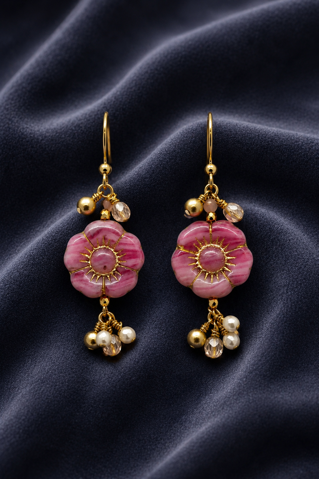 Rose Hibiscus Dangle Earrings