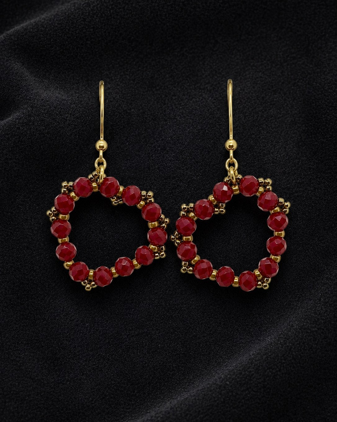 Deep Red Heart Earrings