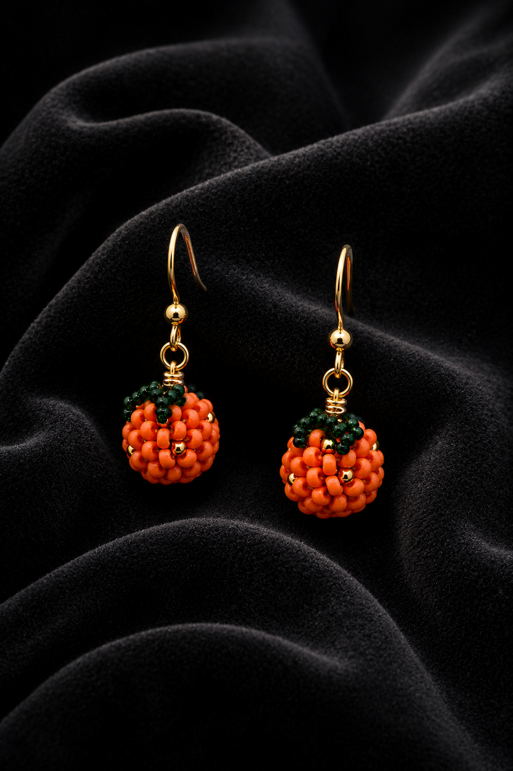 Tiny Seed Bead Orange Earrings