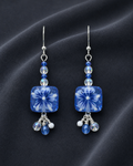 Czech Glass Floral Puff Earrings