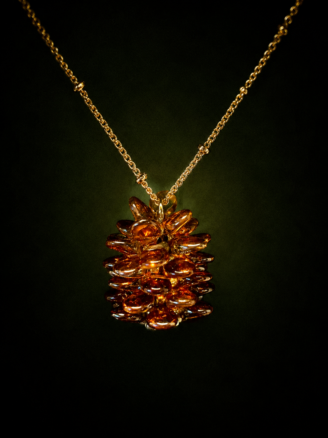 Czech Glass Pinecone Necklace