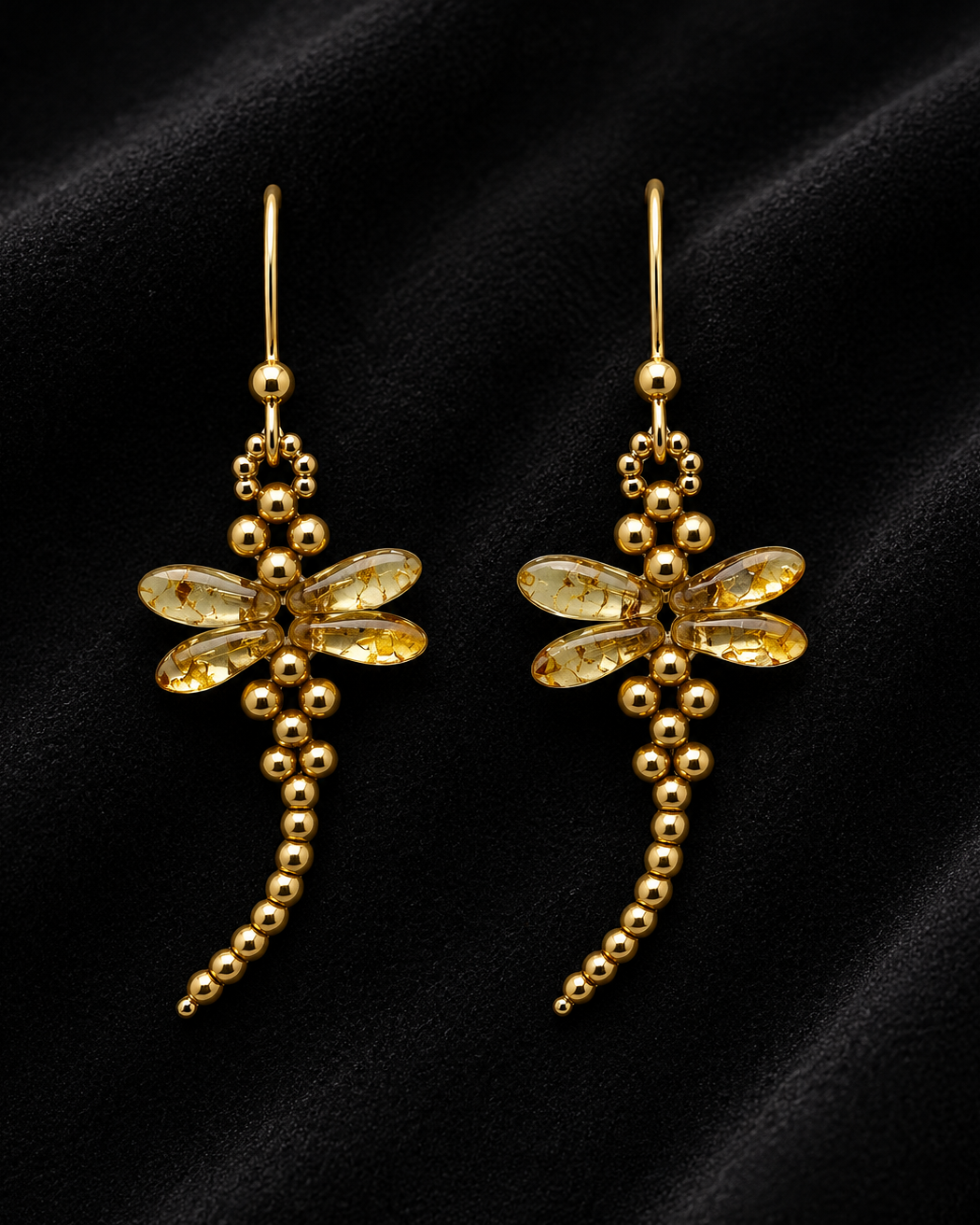 Petite Golden Dragonfly Earrings