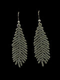 Dove Gray Seed Bead Feather Earrings