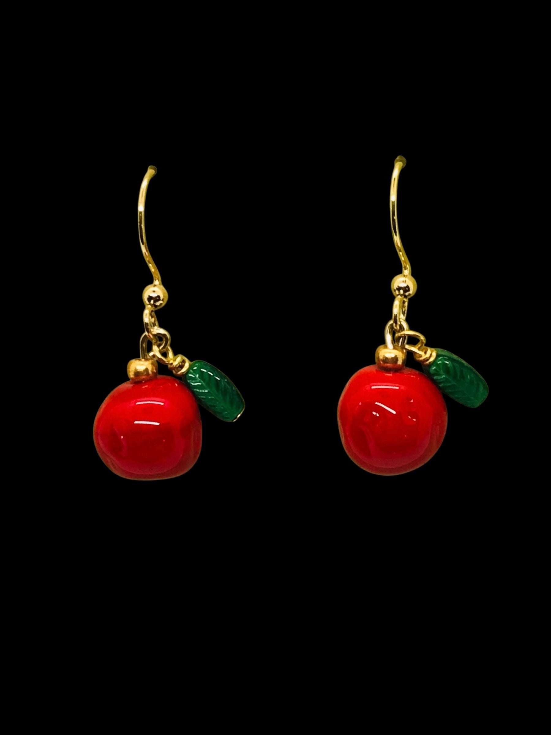 Red Apple Dangle Earrings