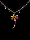 Dragonfly Necklace - Blue/Purple Iridescent & Copper