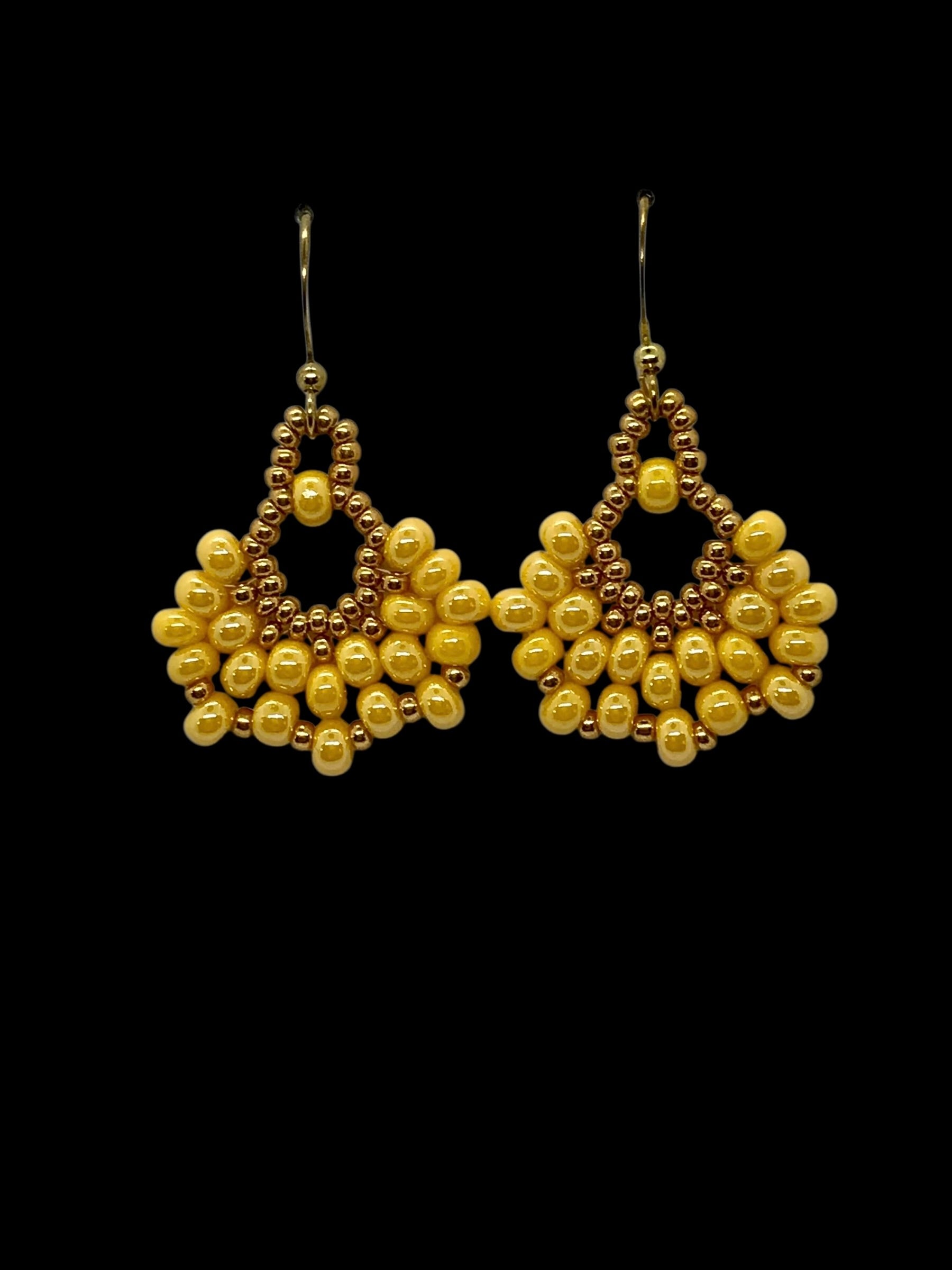 Sunny Yellow& Bronze Fan Earrings