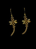 Amber Gold Dragonfly Earrings