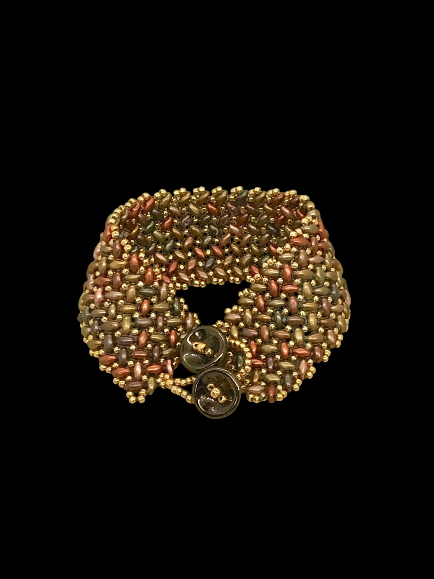 Herringbone Cuff Bracelet w/Button Closure