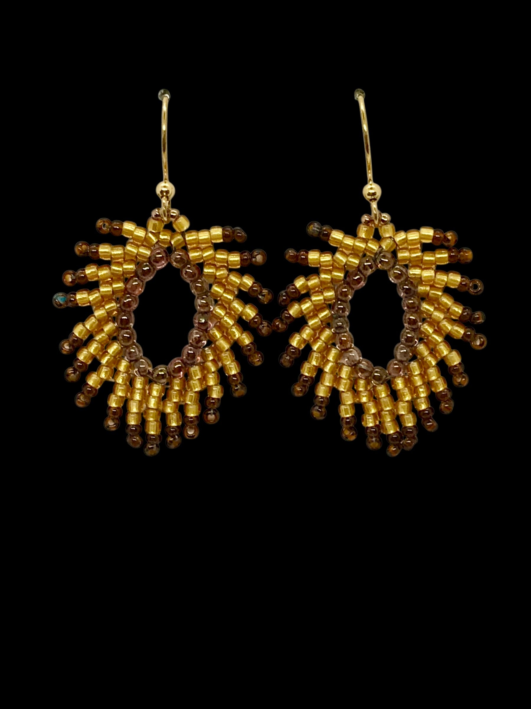 Gold and Tortoise Open Feather Earrings