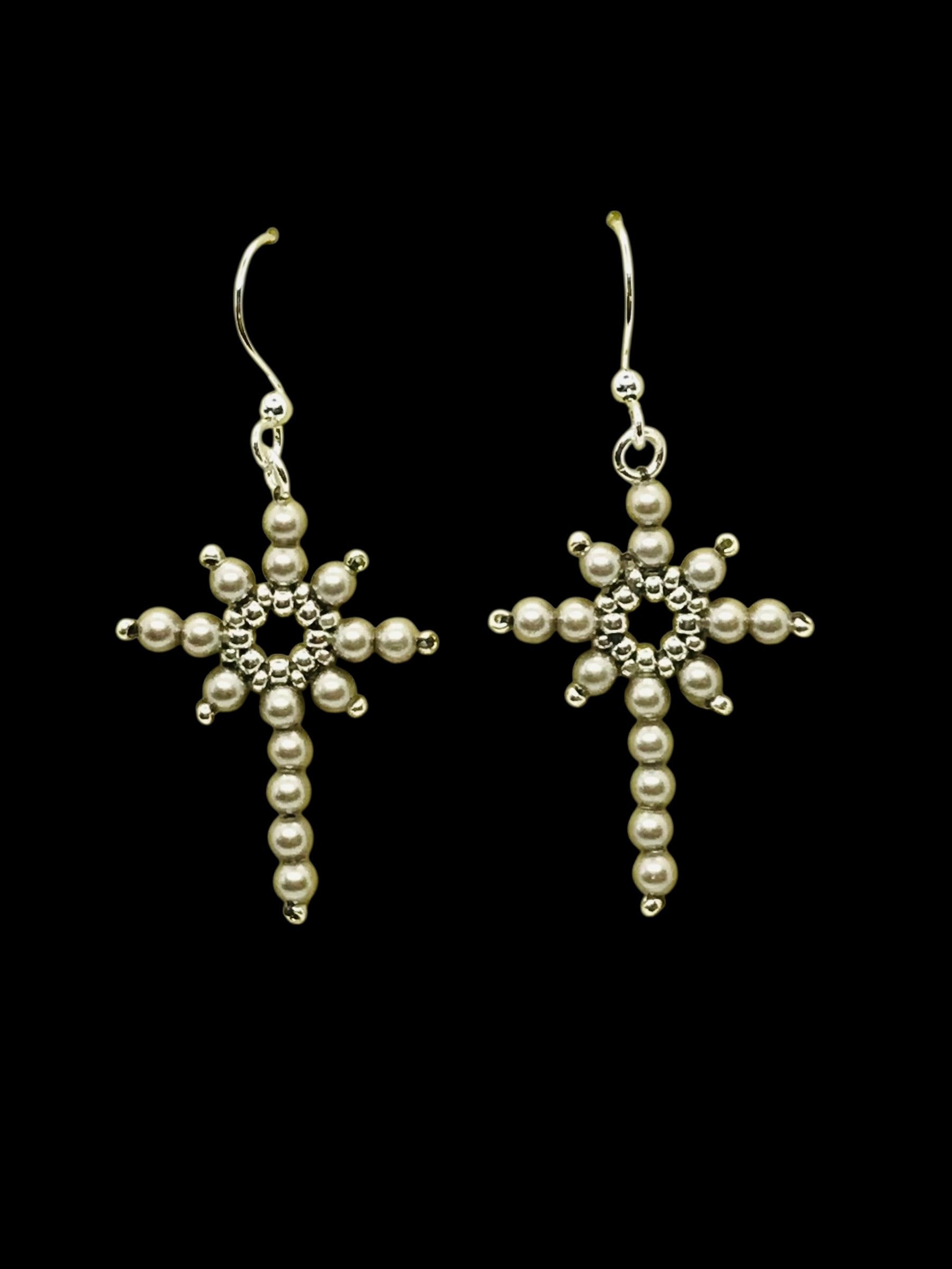 Northern Cross Earrings - Matt Silver