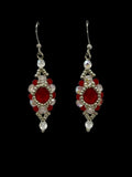 Red & Silver Halo Earrings
