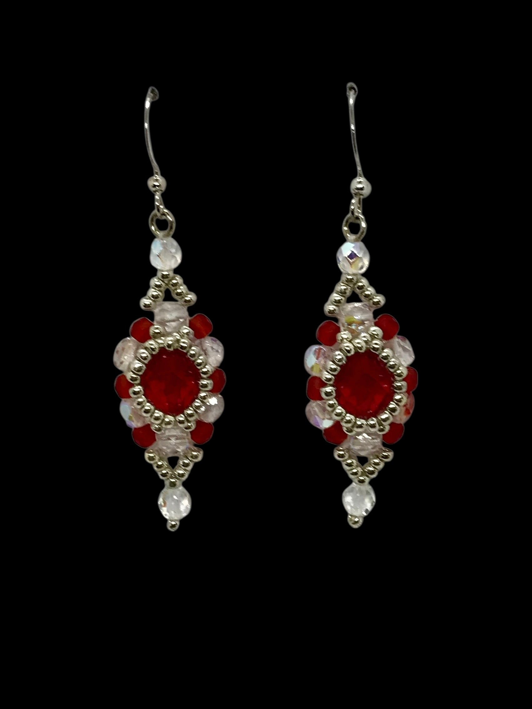 Red & Silver Halo Earrings