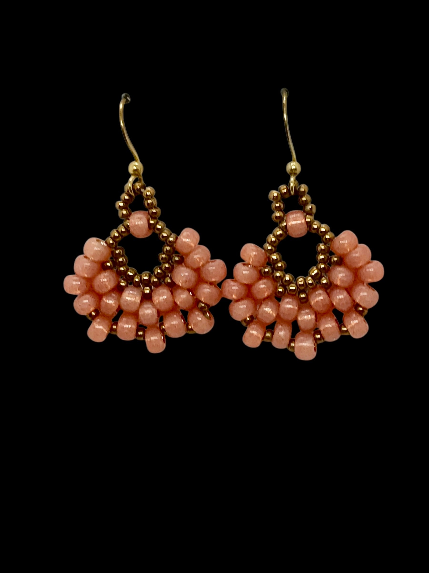Peach Alabaster Fan Earrings