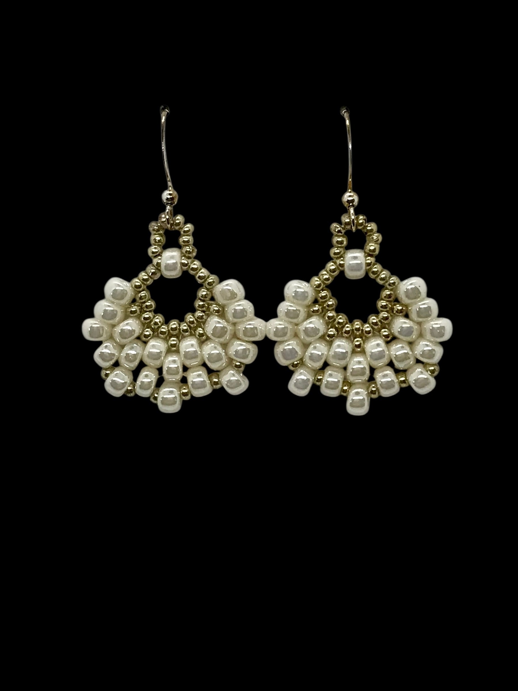 Antique Ivory Luster Fan Earrings
