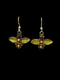 Dangling Honey Bee Earrings - Bronze & Brown