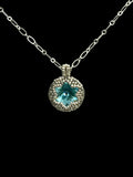 Swarovski Crystal Bezeled Rivoli Necklace - Aqua Blue