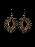 Feather Style Earrings - Rainbow & Green Luster